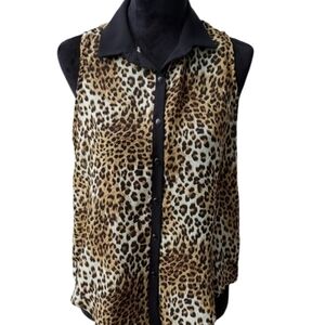 Maude Shirt Womens Size M Leopard size Sheer